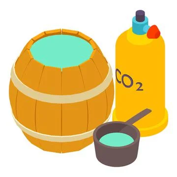 Forging equipment icon isometric vector. Carbon dioxide gas balon wood barrel Stock Illustration