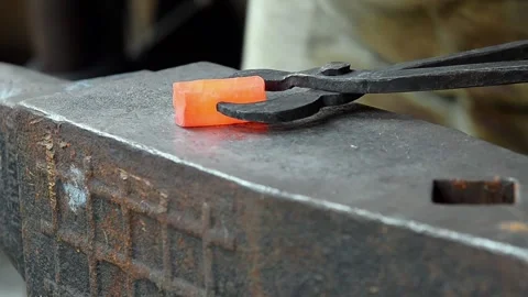 Forging handmade blabe of the knife in Black smith. HD video Stock Footage 169411438