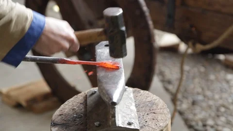 Forging incandescent iron Stock Footage 102262681