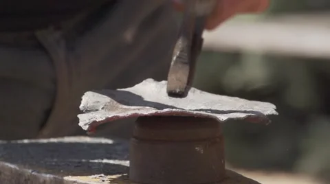 Forging metal disc giving it shape. Slow motion. Stock Footage 54095185