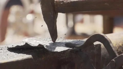Forging metal hammer. Slow motion. Stock Footage 54094472