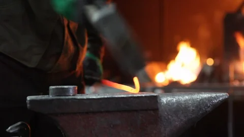 Forging of metal products Stock Footage 92152433