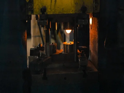 Forging steel machine inside industrial plant. Stock Footage 77933130