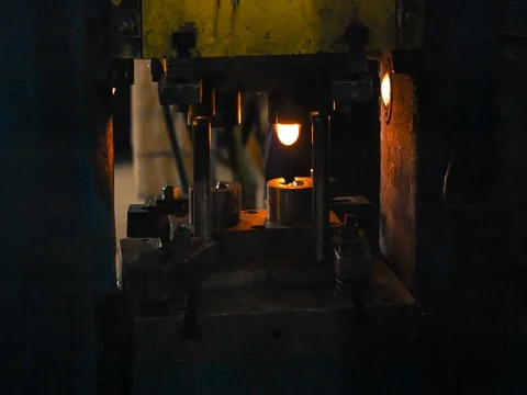 Forging steel machine inside industrial plant. Stock Footage 77937502