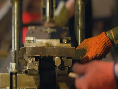 Forging steel machine inside industrial plant Stock Footage 78476756
