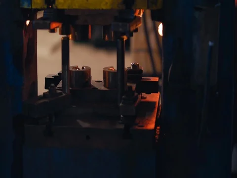 Forging steel machine inside industrial plant Stock Footage 78479403