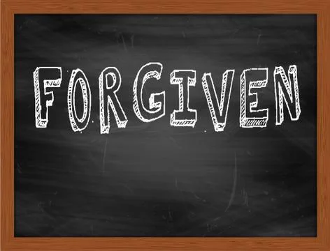 FORGIVEN  hand writing text on black chalkboard Stock Illustration