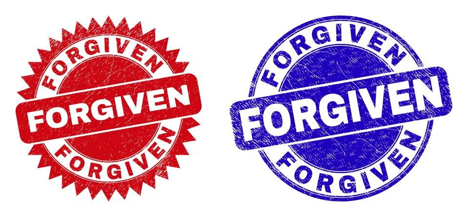 FORGIVEN Rounded and Rosette Stamps with Corroded Texture 스톡 일러스트