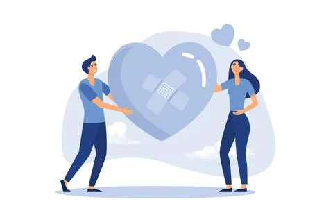 Forgiveness to keep relationship last long, togetherness or love couple conce Stock Illustration