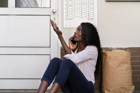 Forgot Key Sitting At Front Door Stock Photos