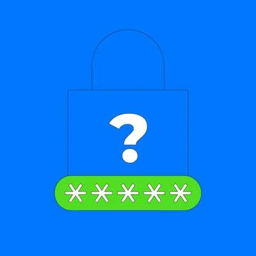 Forgot password. Lockpad with password and question symbol Stock Illustration