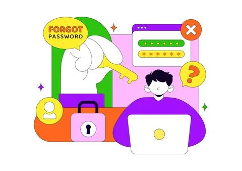Forgot Password Vector Illustration Account Recovery Concept With Mobile Lo.. Stock Illustration