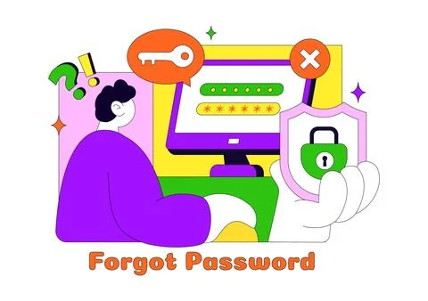 Forgot Password Vector Illustration Account Recovery Concept With Mobile Lo.. Stock Illustration