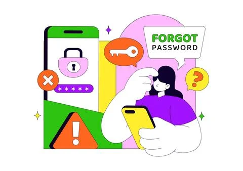 Forgot Password Vector Illustration Account Recovery Concept With Mobile Lo.. Stock Illustration