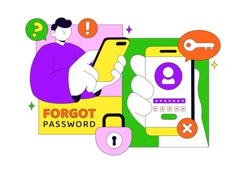 Forgot Password Vector Illustration Account Recovery Concept With Mobile Lo.. Stock Illustration