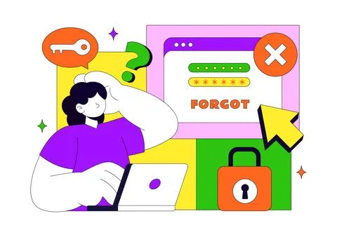 Forgot Password Vector Illustration Account Recovery Concept With Mobile Lo.. Stock Illustration