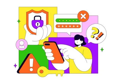 Forgot Password Vector Illustration Account Recovery Concept With Mobile Lo.. Stock Illustration