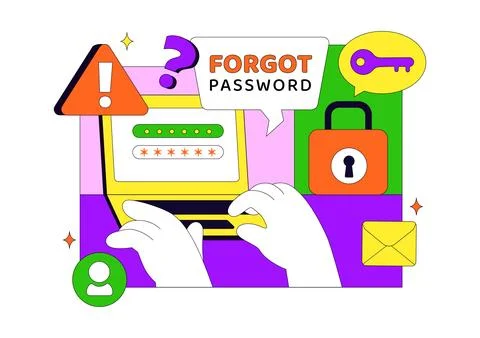 Forgot Password Vector Illustration Account Recovery Concept With Mobile Lo.. Stock Illustration