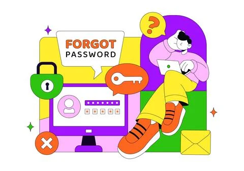Forgot Password Vector Illustration Account Recovery Concept With Mobile Lo.. Stock Illustration