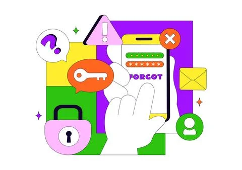 Forgot Password Vector Illustration Account Recovery Concept With Mobile Lo.. Stock Illustration