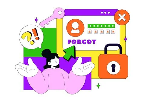 Forgot Password Vector Illustration Account Recovery Concept With Mobile Lo.. Stock Illustration