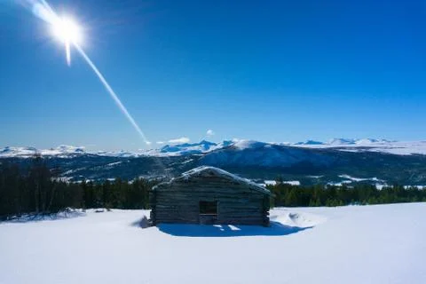 Forgoten cabin in mountain Stock Photos