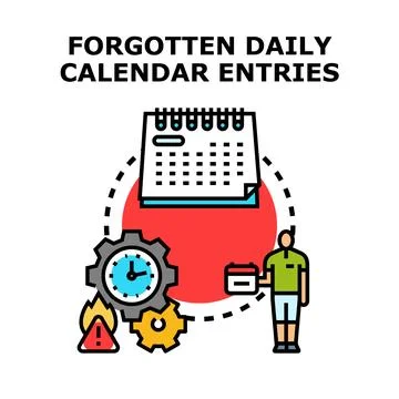 Forgotten daily calendar entries causing time management problems 스톡 일러스트