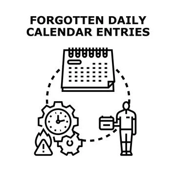 Forgotten daily calendar entries causing time management problems Stock Illustration
