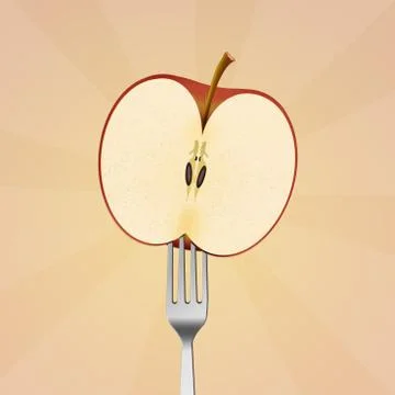 Fork and apple Stock Illustration