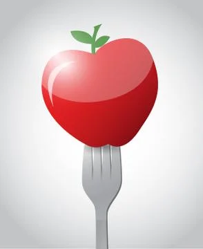 Fork and apple illustration design Stock Illustration