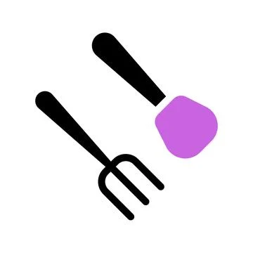 Fork and brush icon. Concept of food and makeup. Illustrazione stock