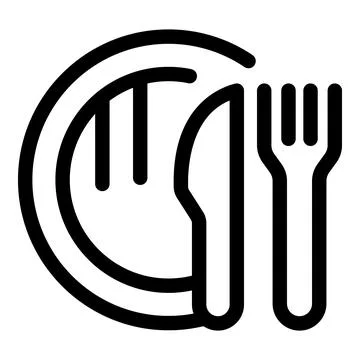 Fork and knife beside empty plate icon showing hunger Illustrazione stock