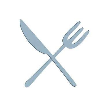 Fork and knife. Crossed fork and knife. Cutlery. Vector illustration in carto Stock Illustration