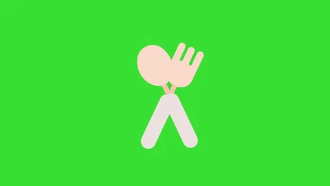 Fork and Knife Cutlery Icon Green Screen Motion Graphic Animation Stock Footage 346049112