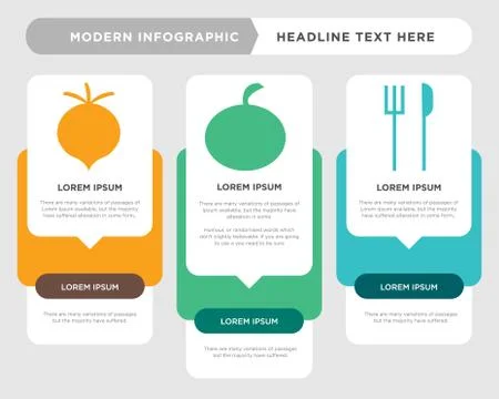 Fork and knife, Fruit, radish infographic Stock Illustration
