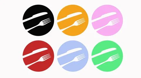 Fork and Knife Icon Set. Stock Illustration
