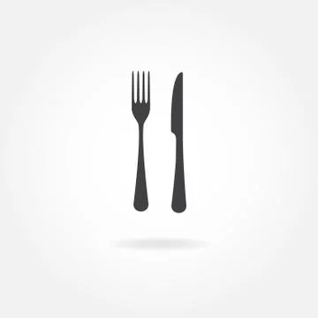Fork and knife icon. Vector illustration in flat style. Stock Illustration