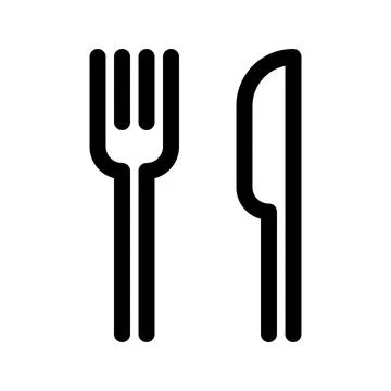 Fork and knife line icon. Vector graphics. Stock Illustration
