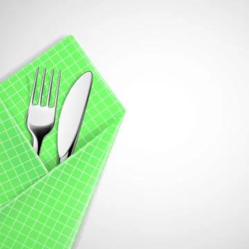 Fork and knife in a napkin. 스톡 일러스트