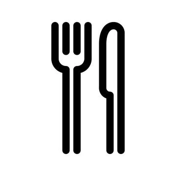 Fork and knife outline icon. Vector graphics Stock Illustration