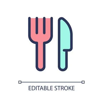 Fork and knife pixel perfect RGB color ui icon Stock Illustration