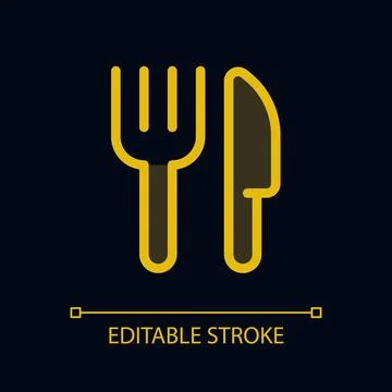Fork and knife pixel perfect glassmorphism ui icon for dark theme Stock Illustration