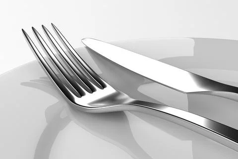 Fork and knife with plates Stock Illustration