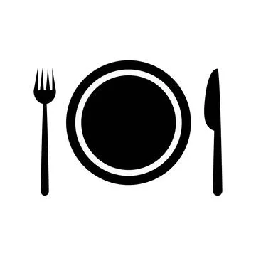 Fork and knife round shape icon logo. Simple flat shape sign. Restaurant cafe Stock Illustration