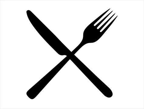 Fork and knife silhouette vector art Stock Illustration