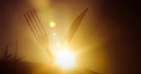 Fork and knife in the sunset timelapse Stock Footage 165289439