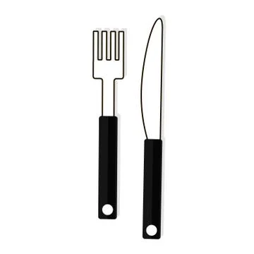 Fork and knife on white background. Vector illustration in trendy flat style Illustrazione stock