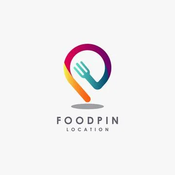 Fork and map pin logo, modern creative restaurant logo icon vector template Stock Illustration