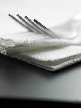 Fork and napkin 스톡 사진