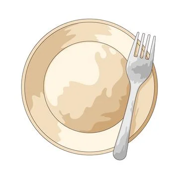 Fork and plate illustration Ilustração Stock